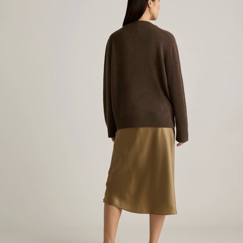 Quince Mongolian Cashmere Oversized Crew Neck Sweater in Brown Size XL - Picture 6 of 16